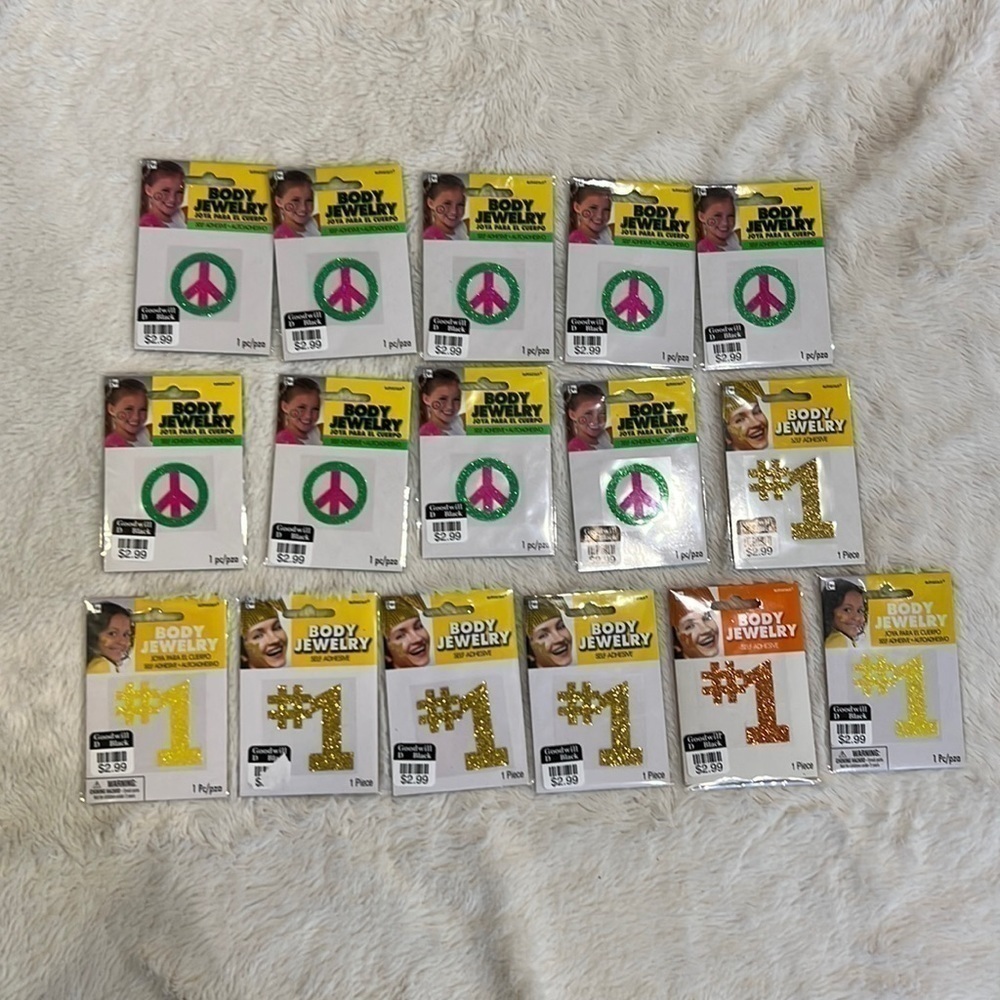 16 Body jewelry self adhesive glitter #1 Peace